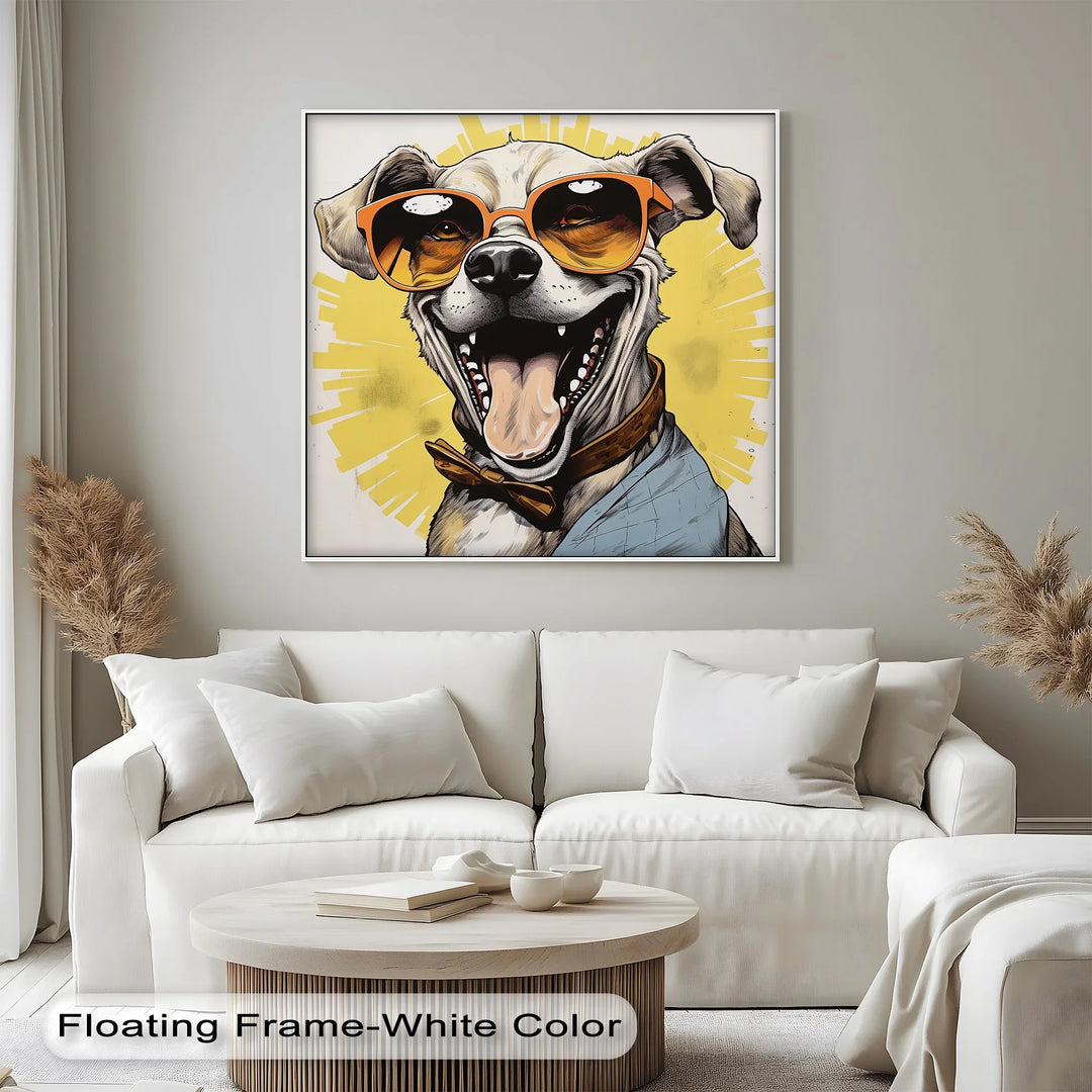 Sunshine Smile Pup – Retro Cool Dog Portrait Puppies Canvas Print - MyPhotoStation