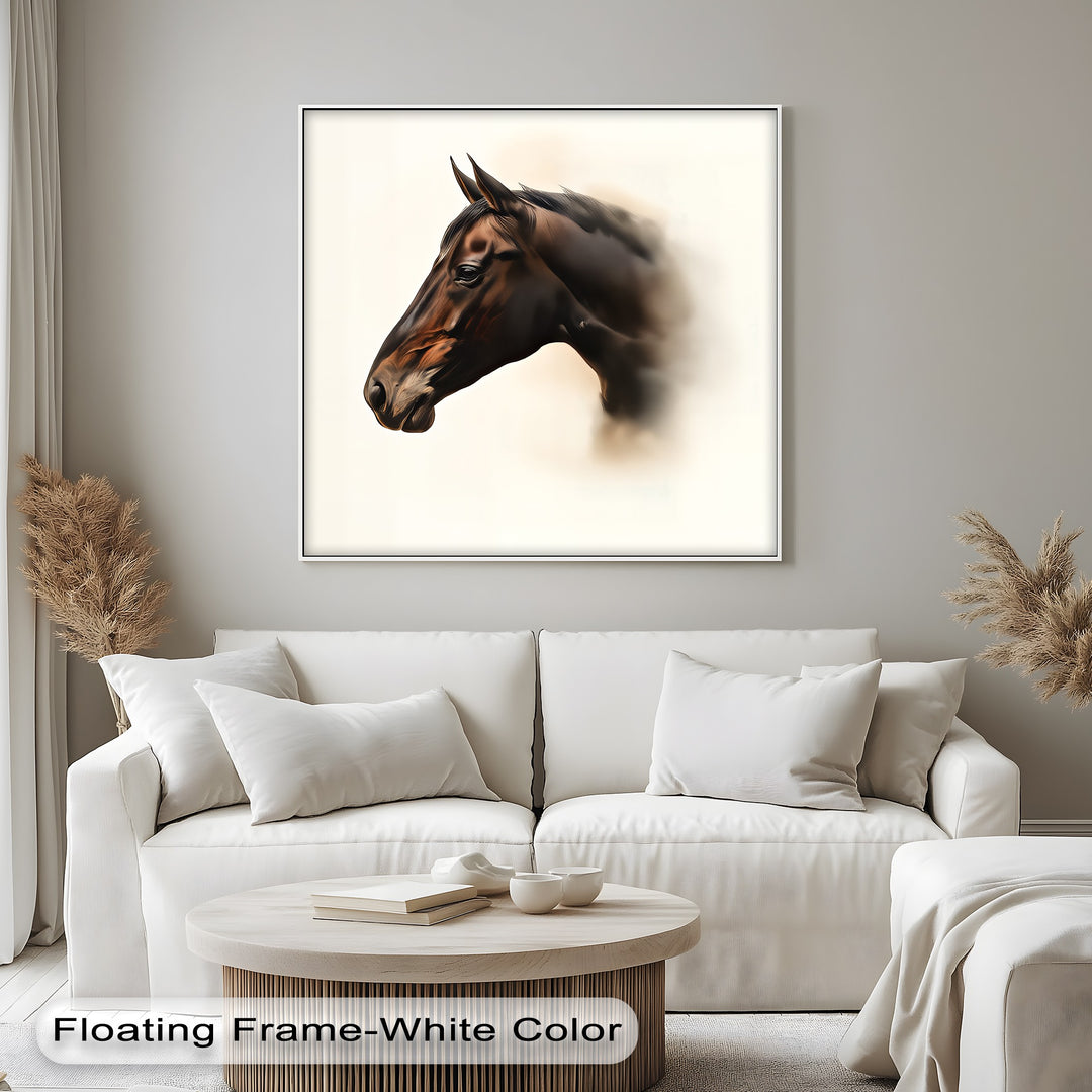 Silent Majesty – Realistic Brown Horse Portrait Canvas Print