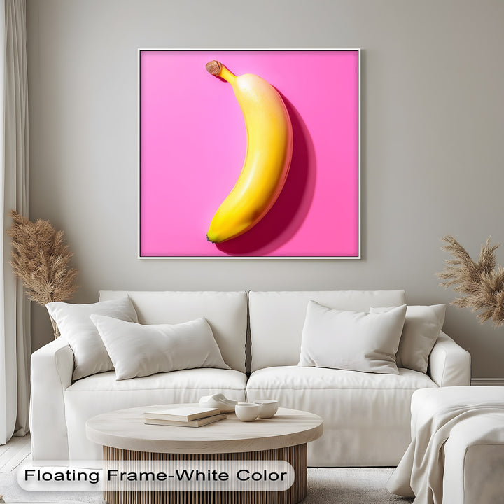 Pop Banana – Bold Yellow Fruit on Pink Canvas Print