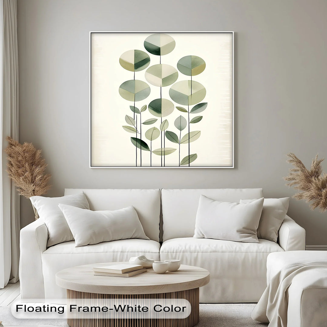 Geometric Leaf Totems – Minimalist Botanical Canvas Print - MyPhotoStation