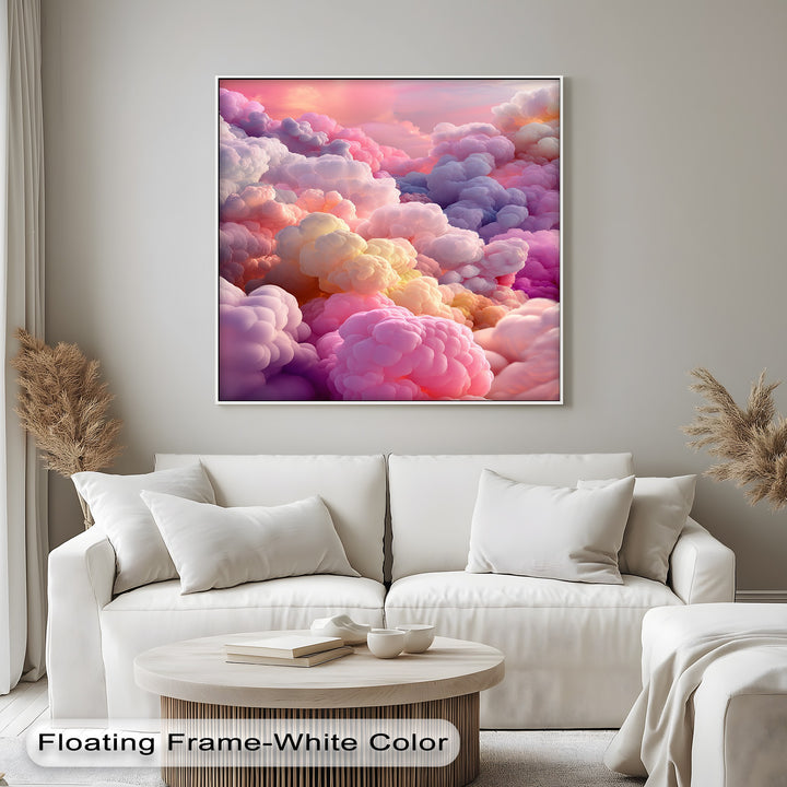 Cotton Sky Mirage – Dreamlike Pastel Cloudscape Canvas Print