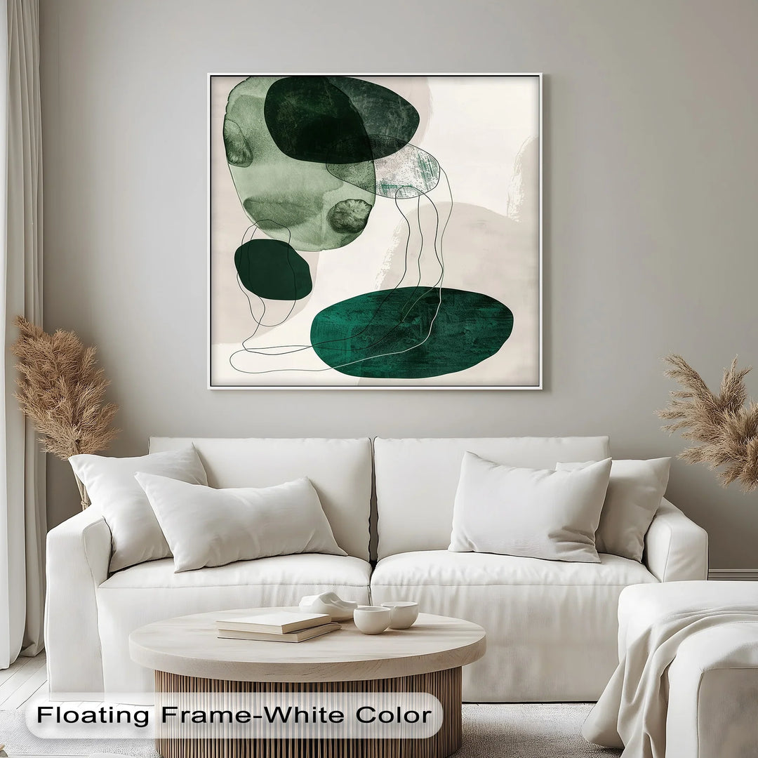 Floating Emerald Forms – Contemporary Abstract Canvas Print - MyPhotoStation