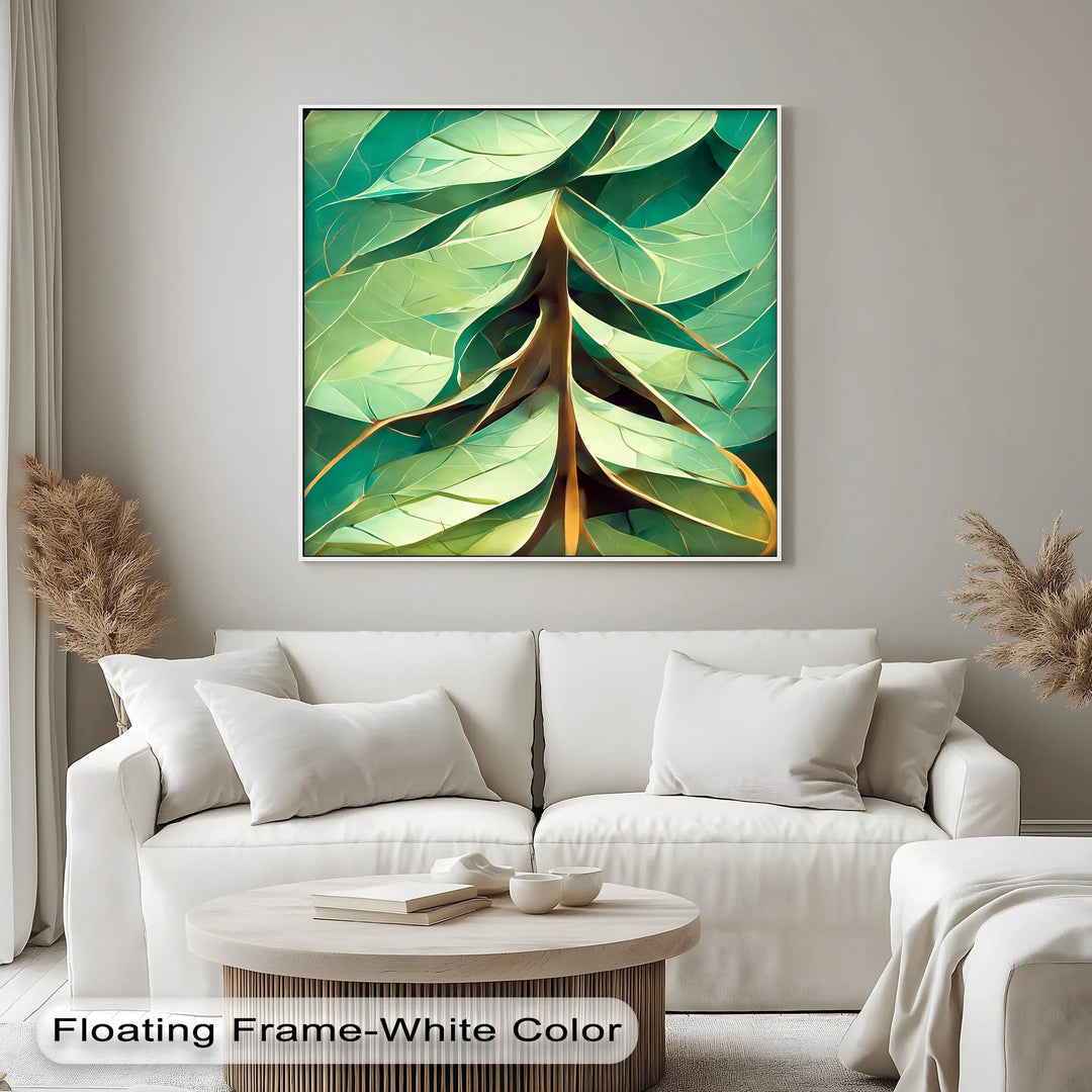Radiant Leaf Veins – Stylized Botanical Geometry Canvas Print - MyPhotoStation