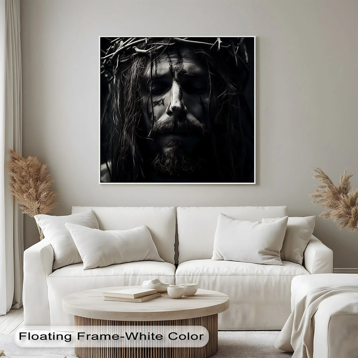This dark and devotional custom canvas print honors Christ’s enduring suffering and strength.

