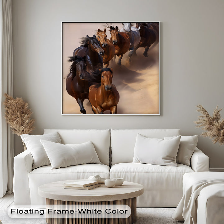 Galloping Herd of Horses on Desert Sands - Horse Canvas Print