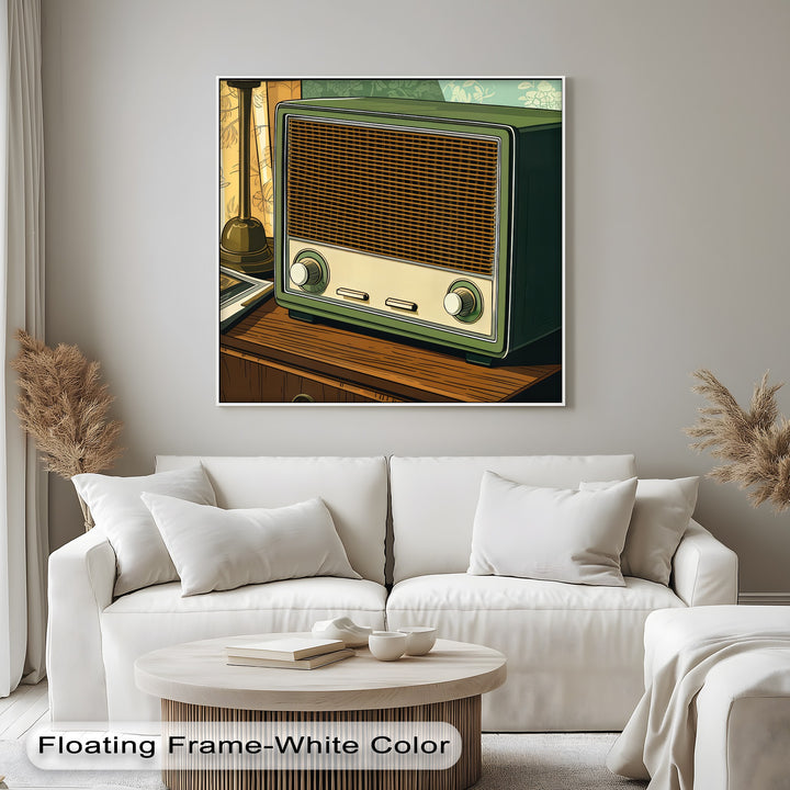 Olive Nostalgia – Vintage Radio Still Life Canvas Print