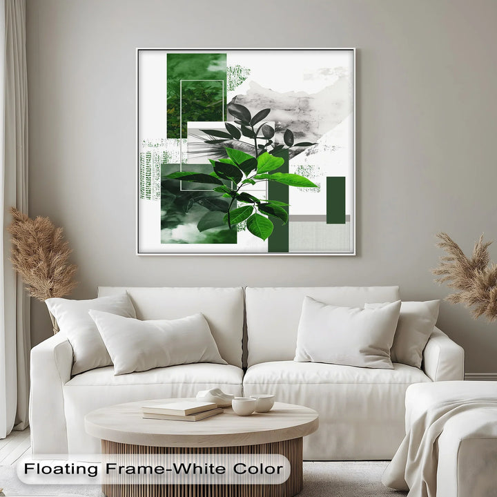 Geometric Botanical Contrast – Modern Leaf Collage Canvas Print - MyPhotoStation