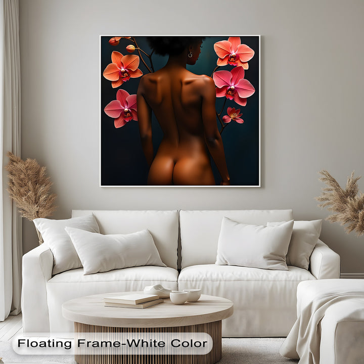Orchid Bliss Erotic Canvas Wall Art – Luxury Framed Floral Decor