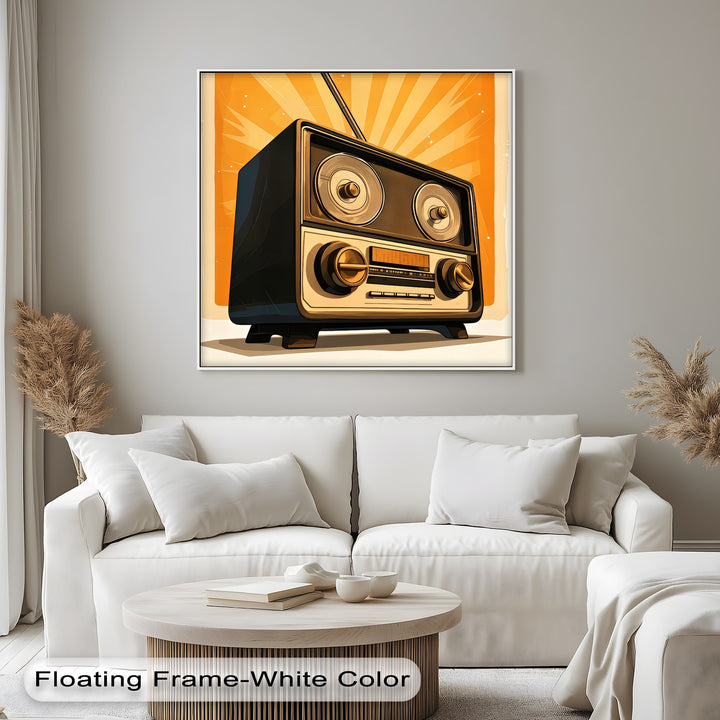 Broadcast Boom – Retro Radio Explosion Canvas Print