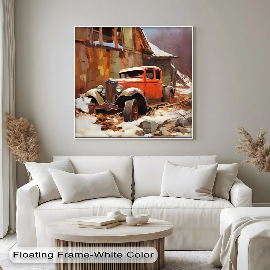 Forgotten Beauty in Snow – Vintage Truck Canvas Print - MyPhotoStation