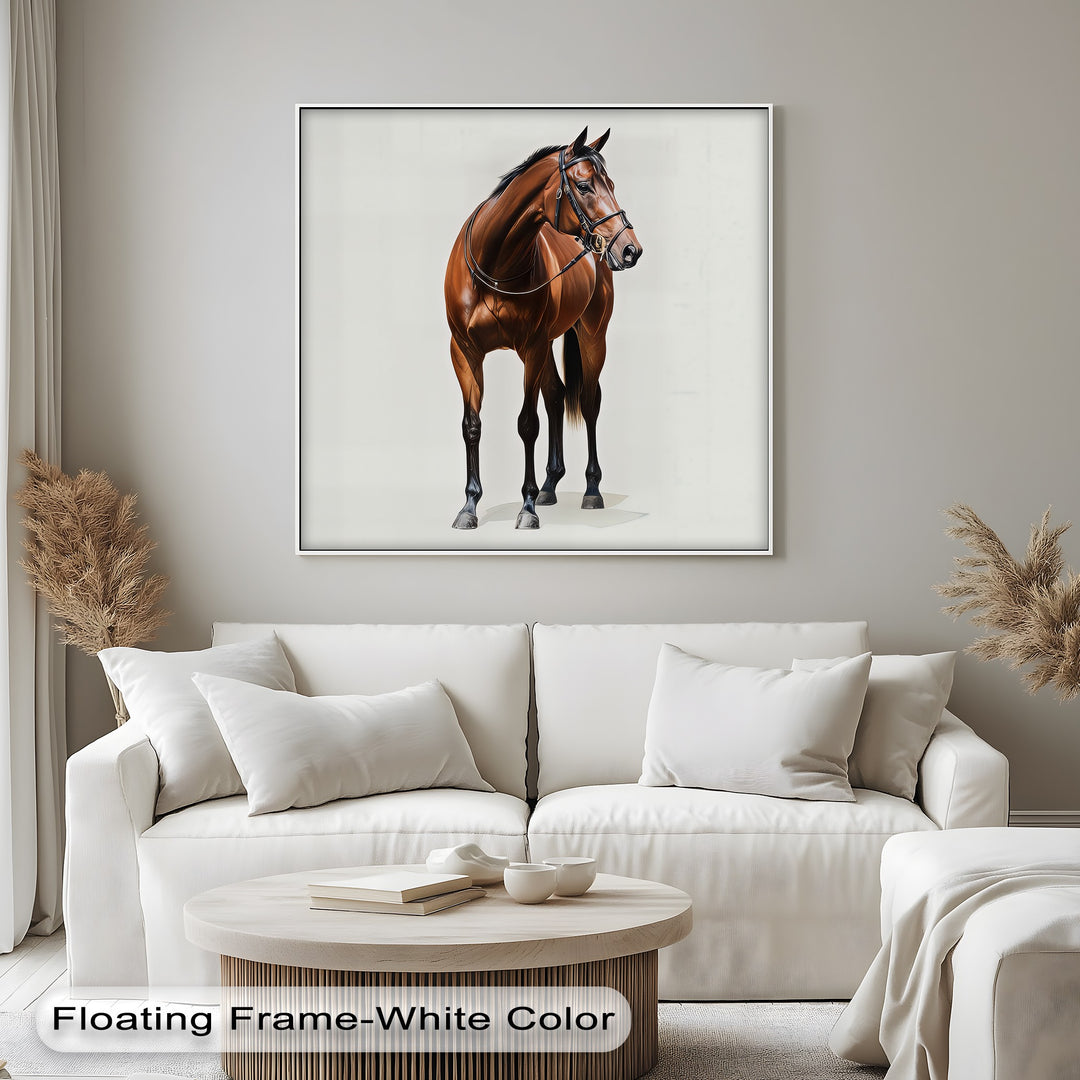 Majestic Bay Beauty – Realistic Brown Horse Canvas Print