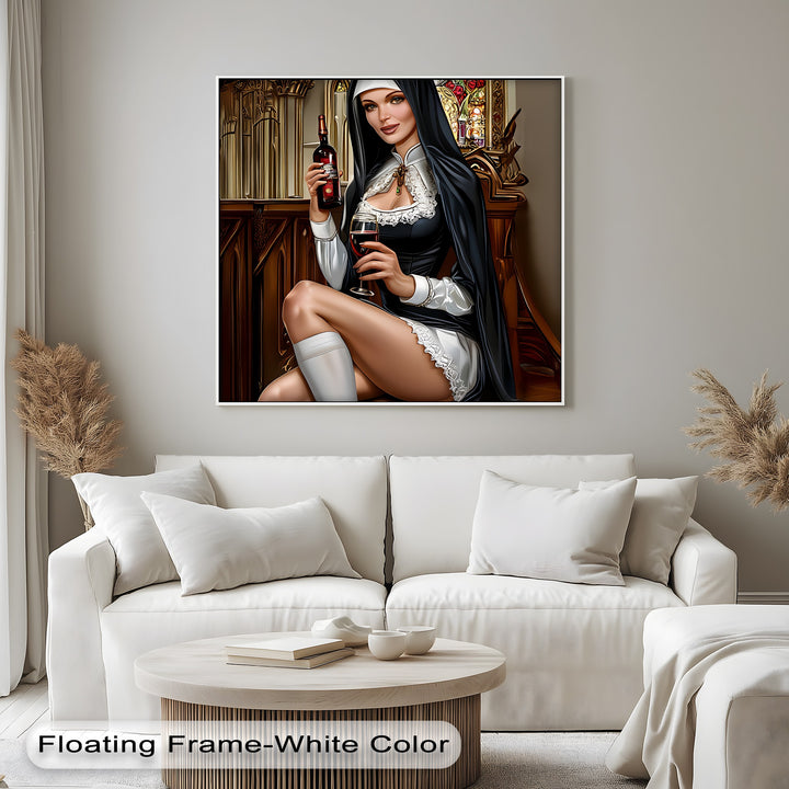 Sacred Temptation – Sensual Nun Erotic Canvas Print