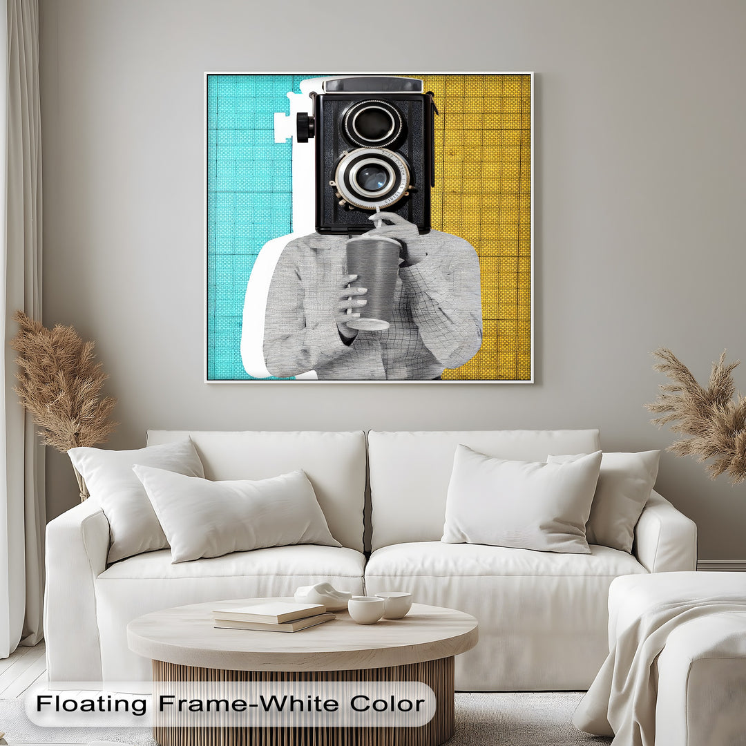 Focus Pop – Retro Camera Head Surrealist Canvas Print