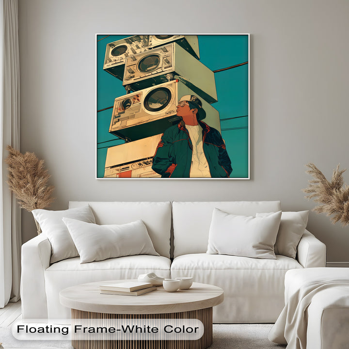 Stacked Boom Boxes with Streetwear Vibes- Retro Canvas Print