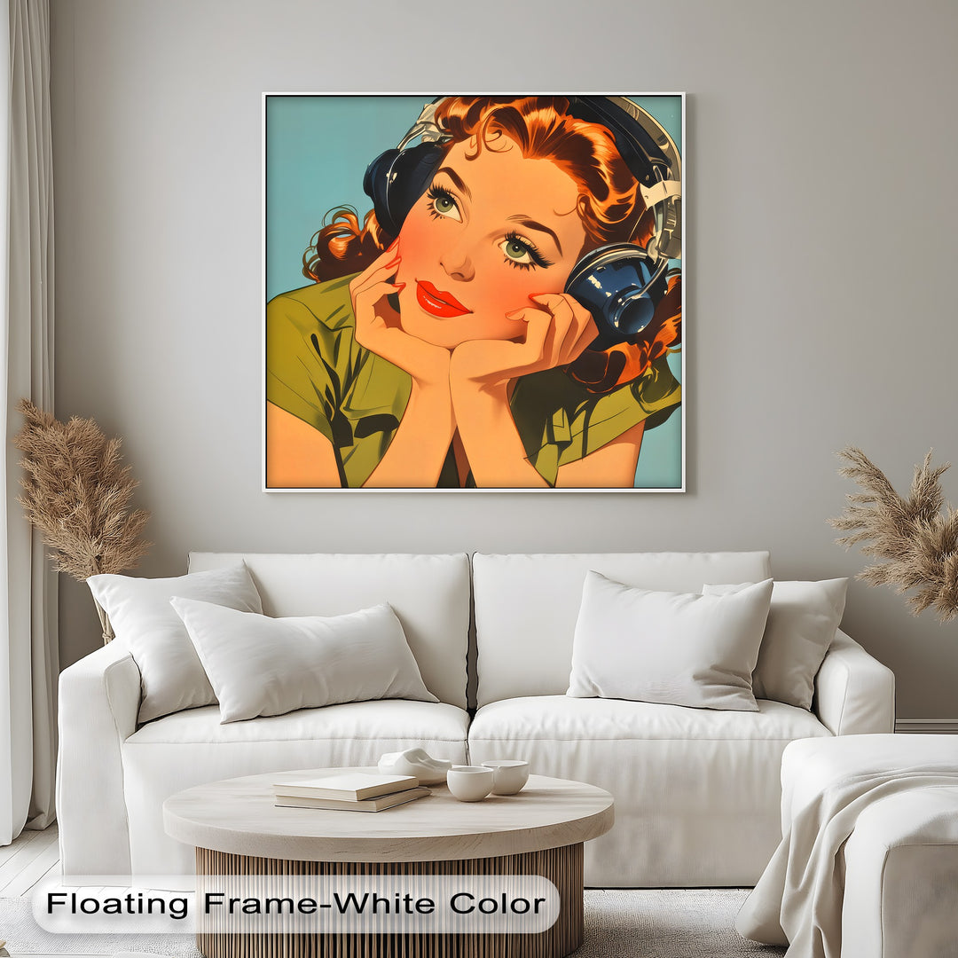 Daydream Frequencies – Retro Girl with Headphones Canvas Print