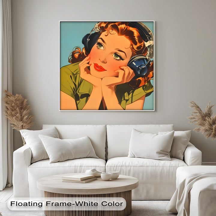 Daydream Frequencies – Retro Girl with Headphones Canvas Print