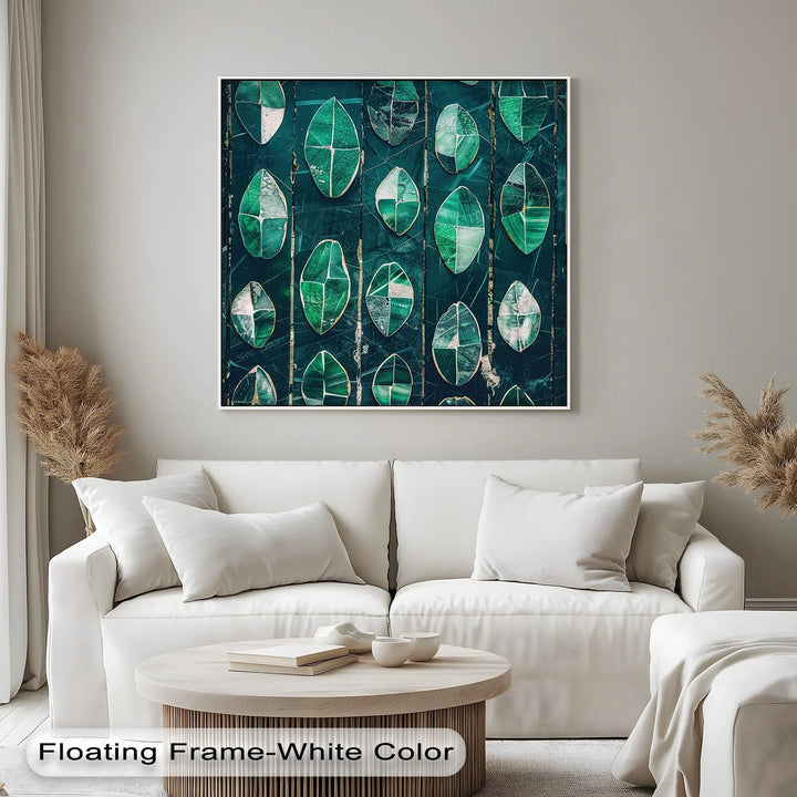 Emerald Leaf Mosaic – Abstract Botanical Canvas Print - MyPhotoStation