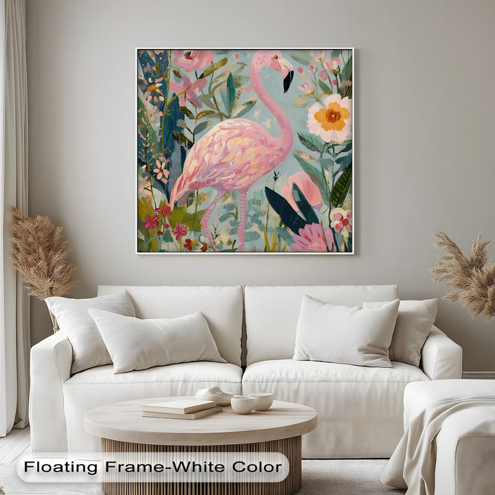 Flamingo in Bloom – Pastel Pink Flamingo Canvas Print