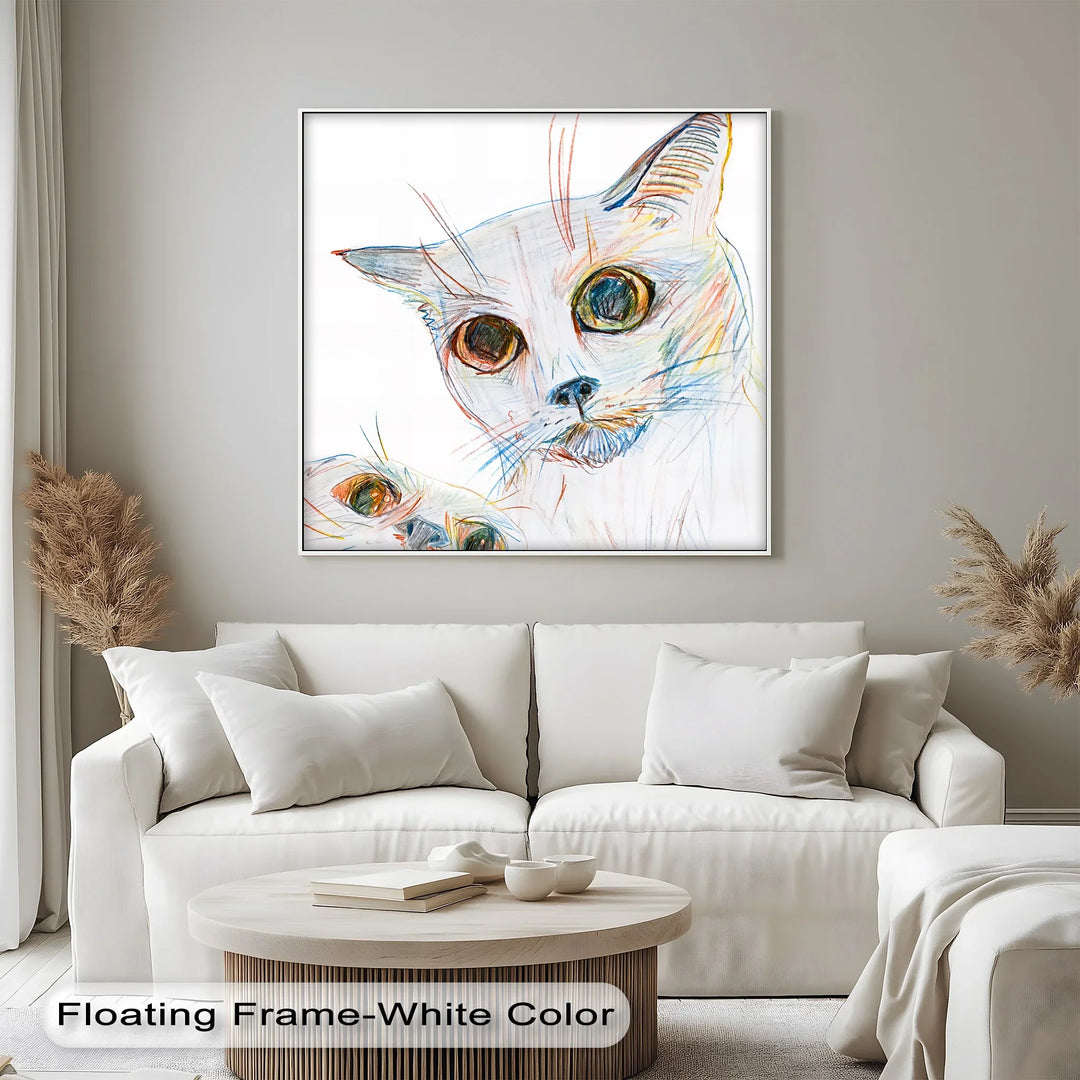 Color Stare – Abstract Cat Faces in Pastel Lines Cat Canvas Print - MyPhotoStation