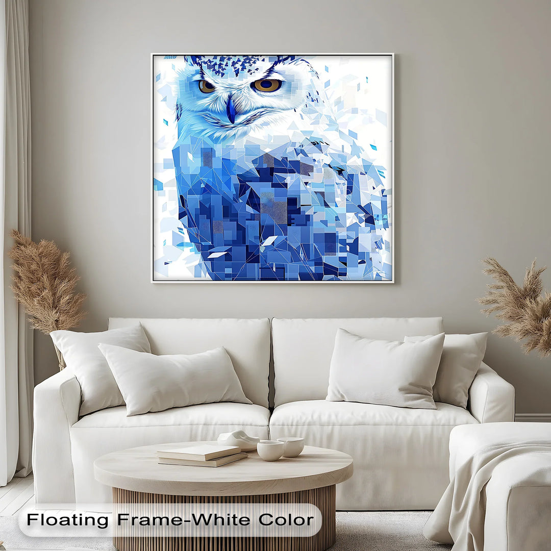 Geometric Snow Owl Portrait – Animal Blue Canvas Prints - MyPhotoStation