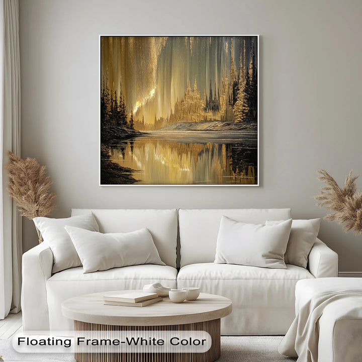 Golden Northern Lights Reflection – Abstract Landscape Canvas Print - MyPhotoStation