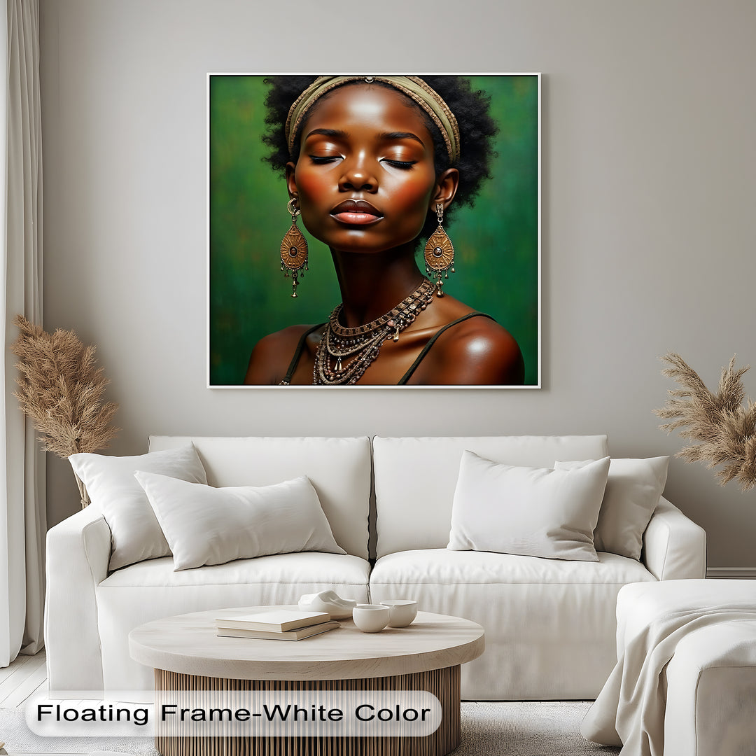 Graceful Serenity – African Woman Portrait Canvas Wall Art | Framed Art