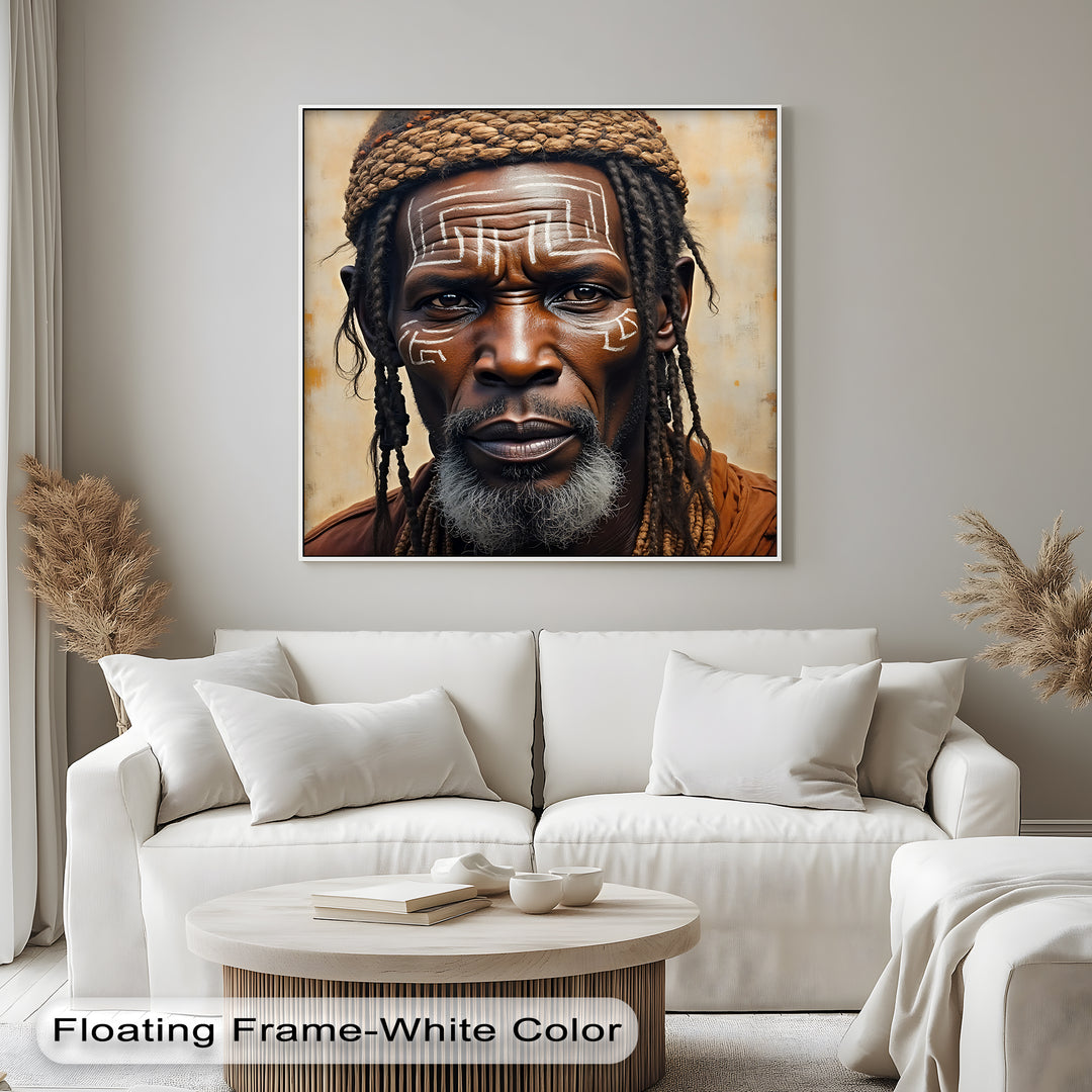 African Tribal Elder Portrait – Ethnic Wall Art Canvas Print | Framed Canvas