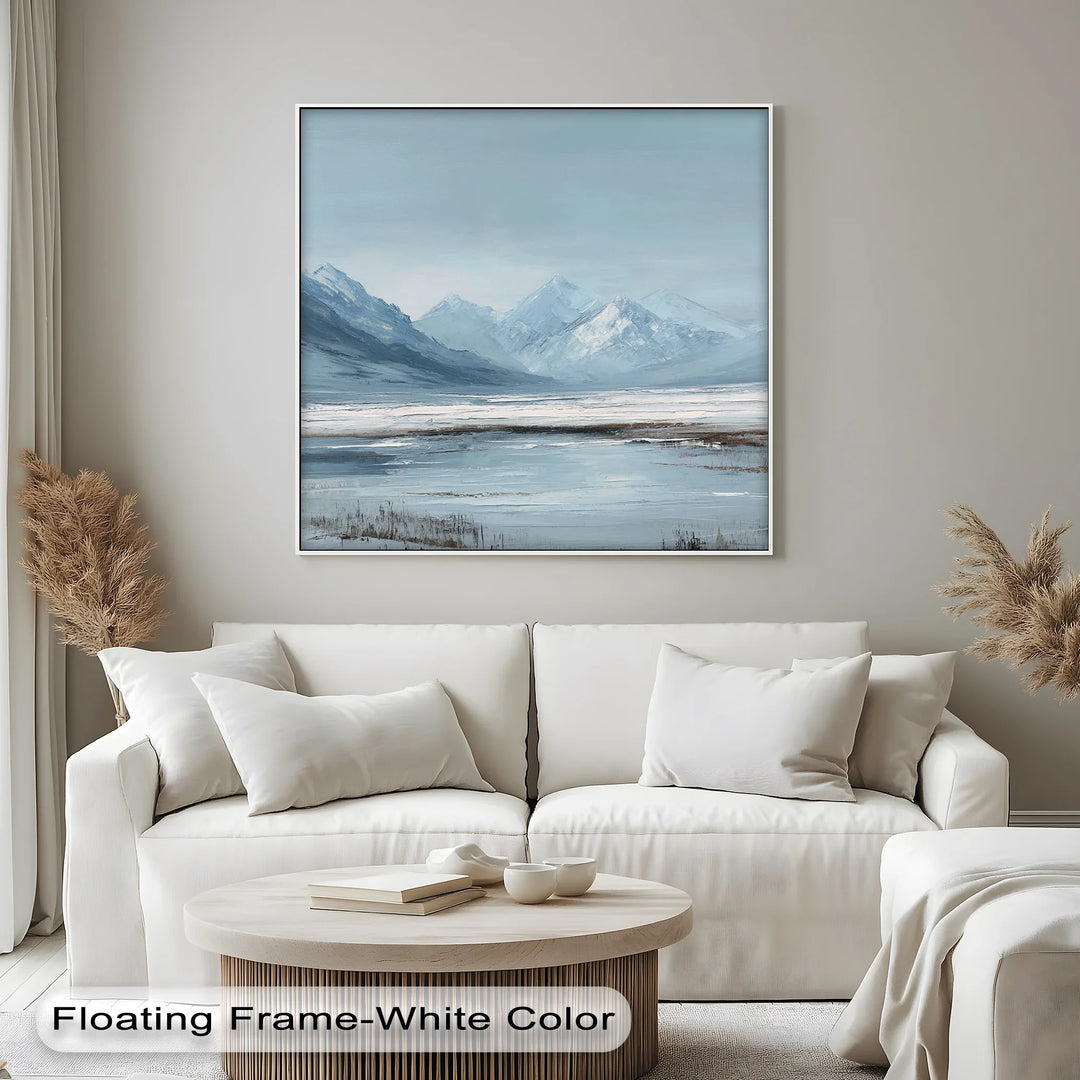Silent Peaks – Snowy Mountain Landscape in Cool Blues Canvas Print - MyPhotoStation