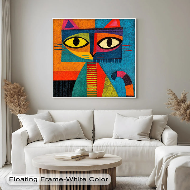 Whimsical Abstract Cat – Colorful Cubist Style Canvas Prints - MyPhotoStation
