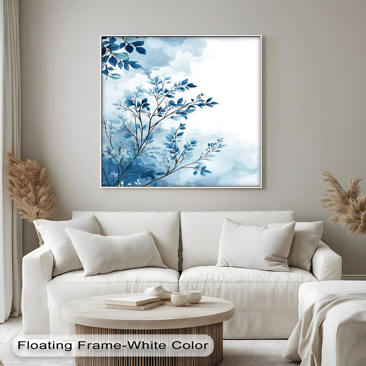 Indigo Breeze Botanical – Watercolor Leaf Design Blue Canvas Prints - MyPhotoStation