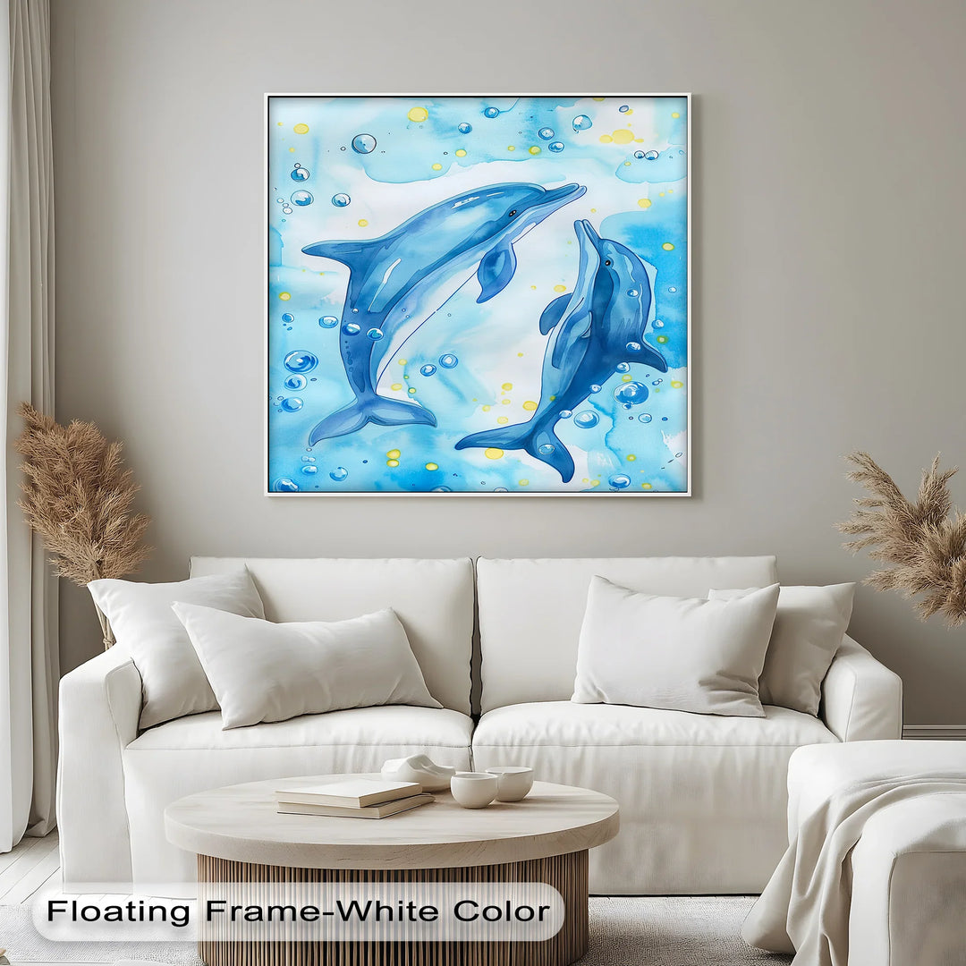 Joyful Dolphins in Bubbly Waters – Blue Ocean Canvas Prints - MyPhotoStation