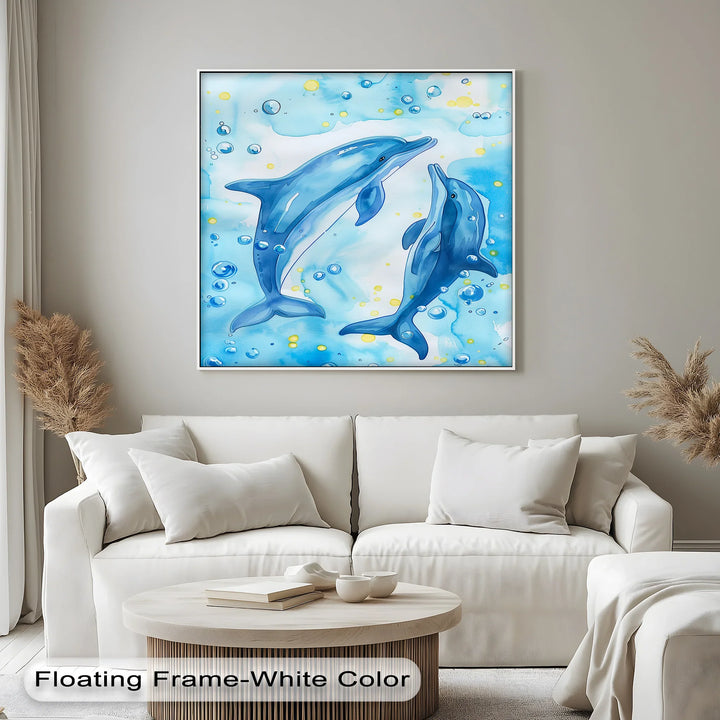 Joyful Dolphins in Bubbly Waters – Blue Ocean Canvas Prints - MyPhotoStation