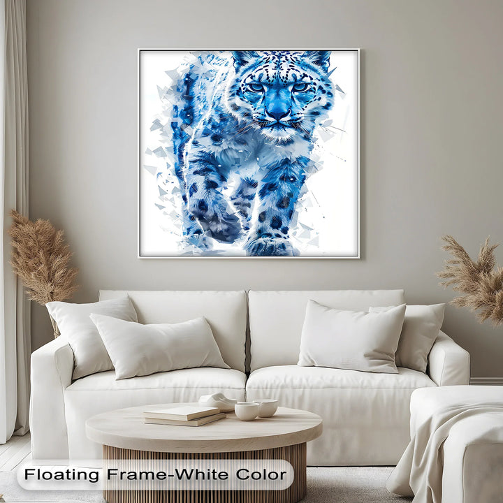 Frostborn Majesty – Blue Snow Leopard in Shattered Ice Style Canvas Prints - MyPhotoStation