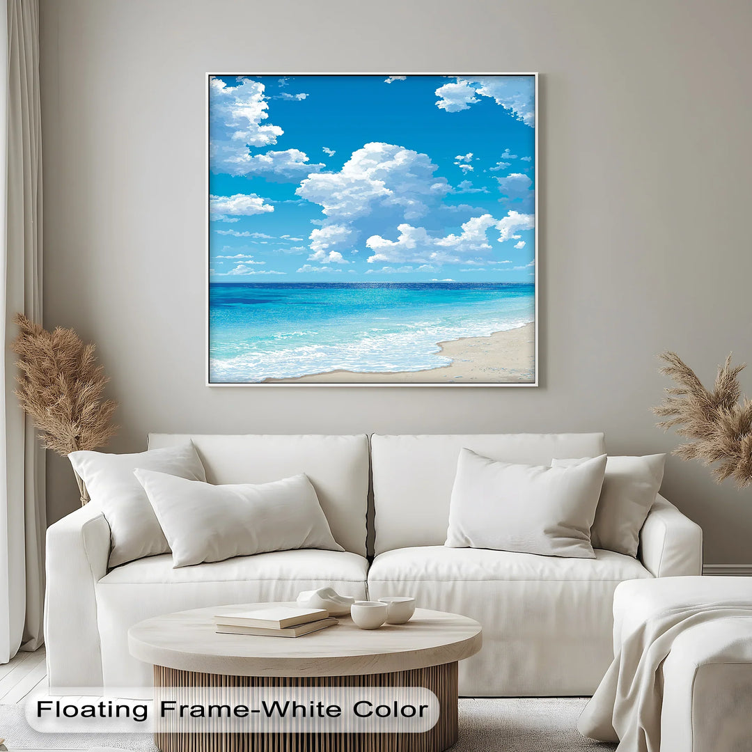 Tranquil Ocean Horizon with Clouds – Coastal Serenity Canvas Print - MyPhotoStation