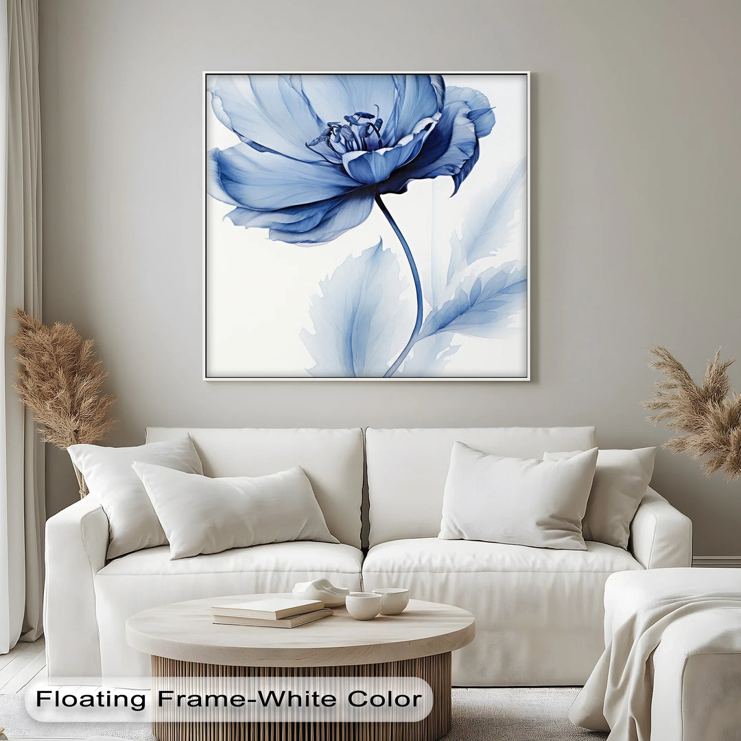 Petal Elegance – Minimalist Blue Bloom Blue Canvas Prints - MyPhotoStation