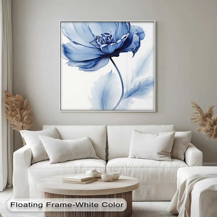 Petal Elegance – Minimalist Blue Bloom Blue Canvas Prints - MyPhotoStation