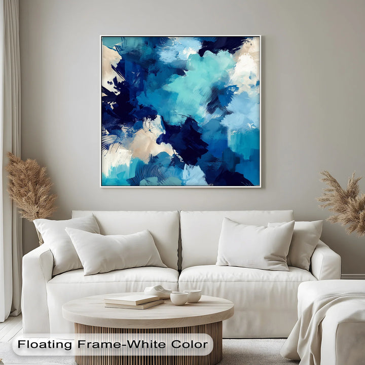 Cobalt Drift – Bold Blue Abstract Brushwork Blue Canvas Prints - MyPhotoStation