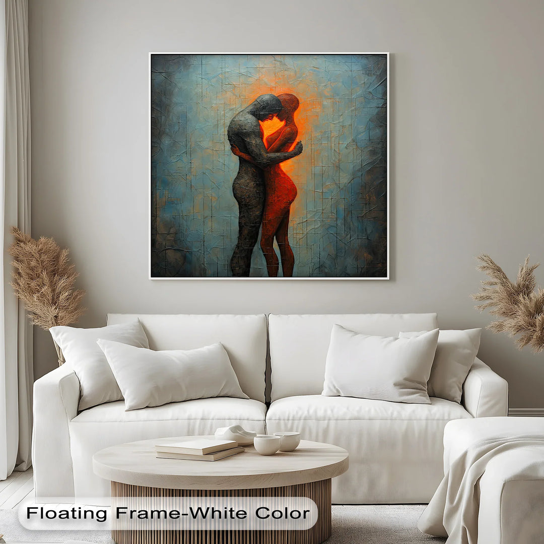 Eternal Embrace – Fiery Lovers in Abstract Passion Canvas Print - MyPhotoStation