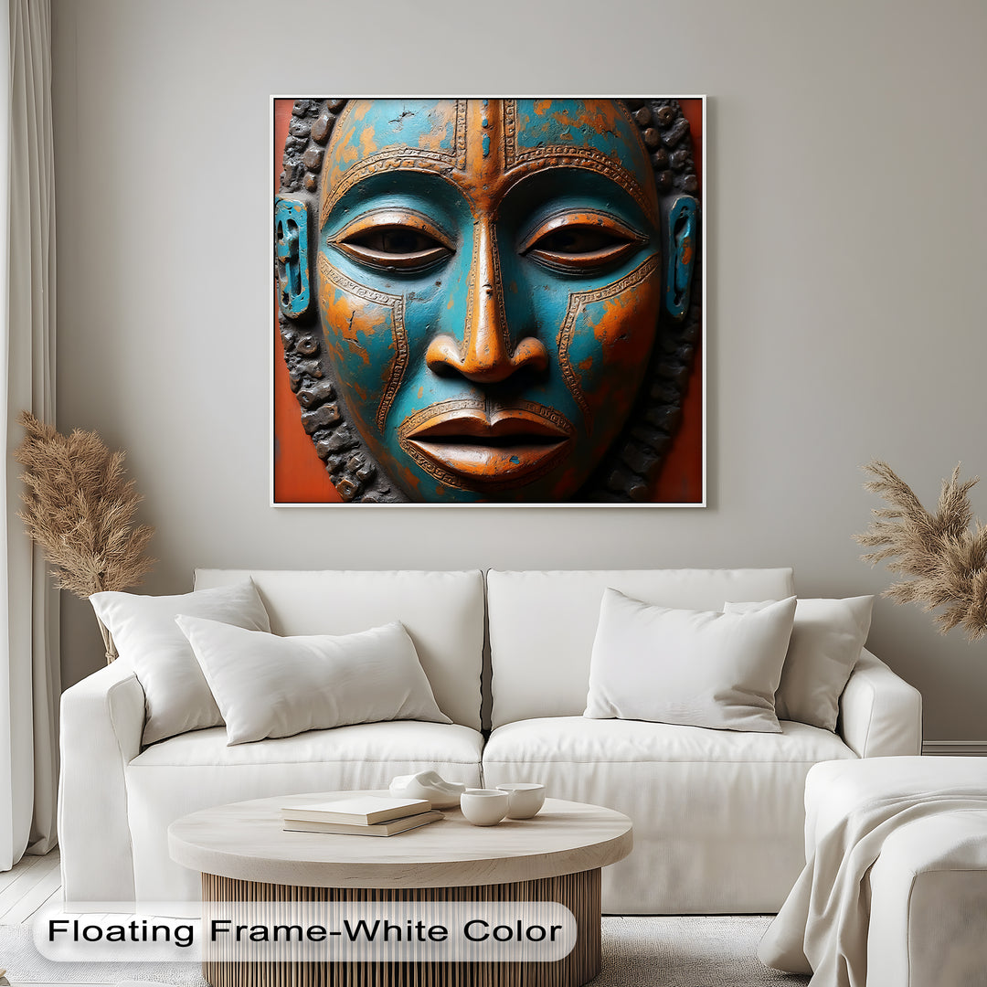 Tribal Guardian – African Mask Canvas Wall Art | Large Framed Wall Art
