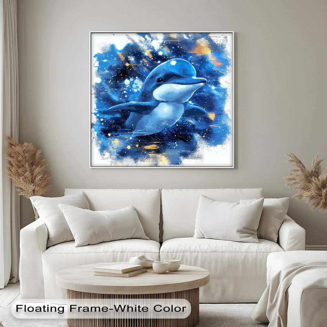 Joyful Ocean Splash – Playful Dolphin Blue Canvas Prints - MyPhotoStation