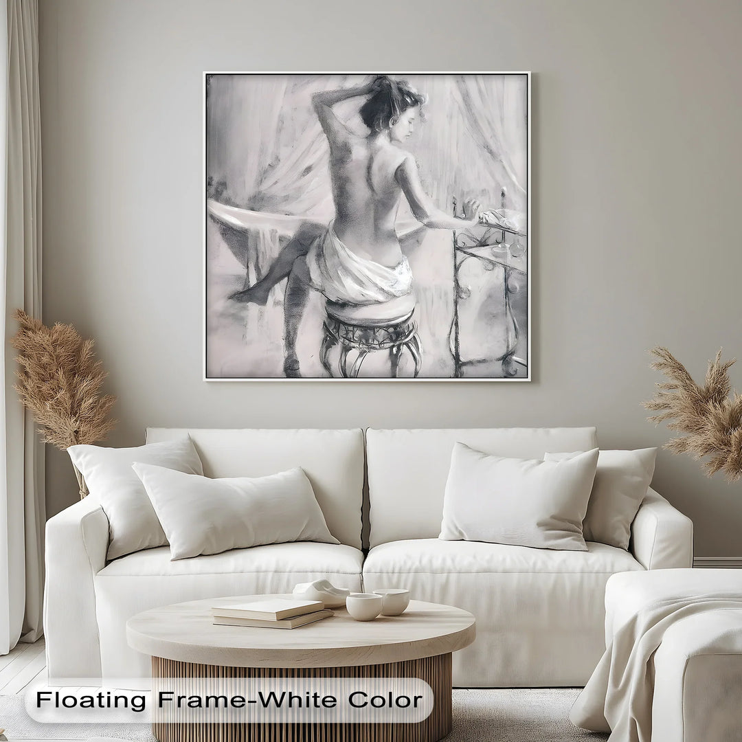 Timeless Elegance – Classical Nude Woman at Vanity Canvas Print - MyPhotoStation
