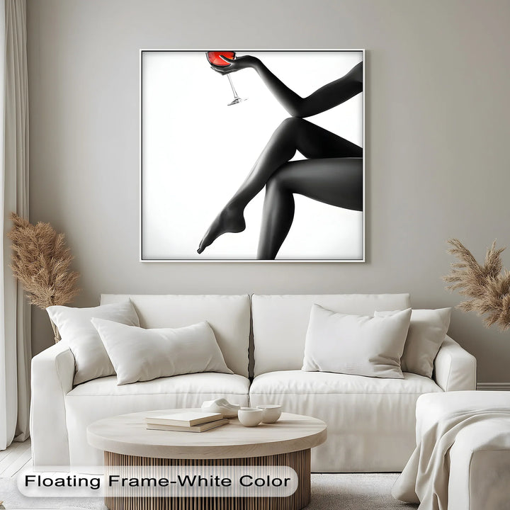 Red Elegance – Feminine Form with Wine Glass Canvas Print - MyPhotoStation