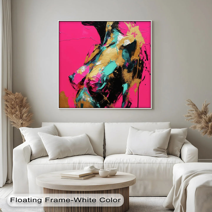Electric Muse – Bold Abstract Female Figure Canvas Print - MyPhotoStation
