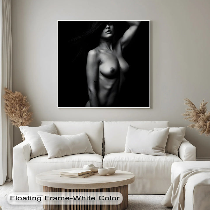 Veil of Shadow – Black and White Female Portrait Canvas Print - MyPhotoStation