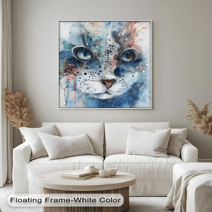 Mystic Whiskers – Abstract Blue Cat Portrait Blue Canvas Prints - MyPhotoStation
