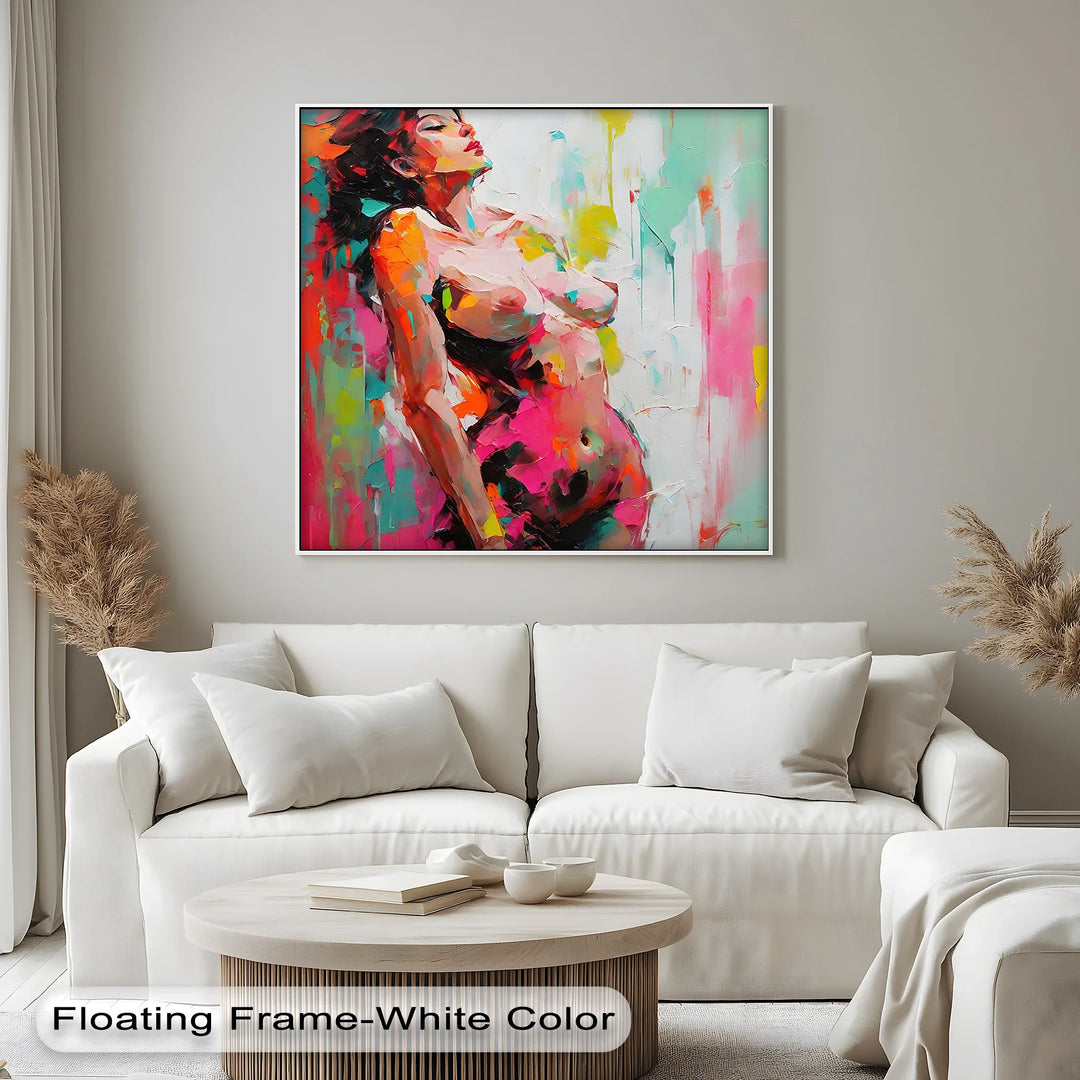 Radiant Surrender – Bold Expressionist Nude Canvas Print - MyPhotoStation