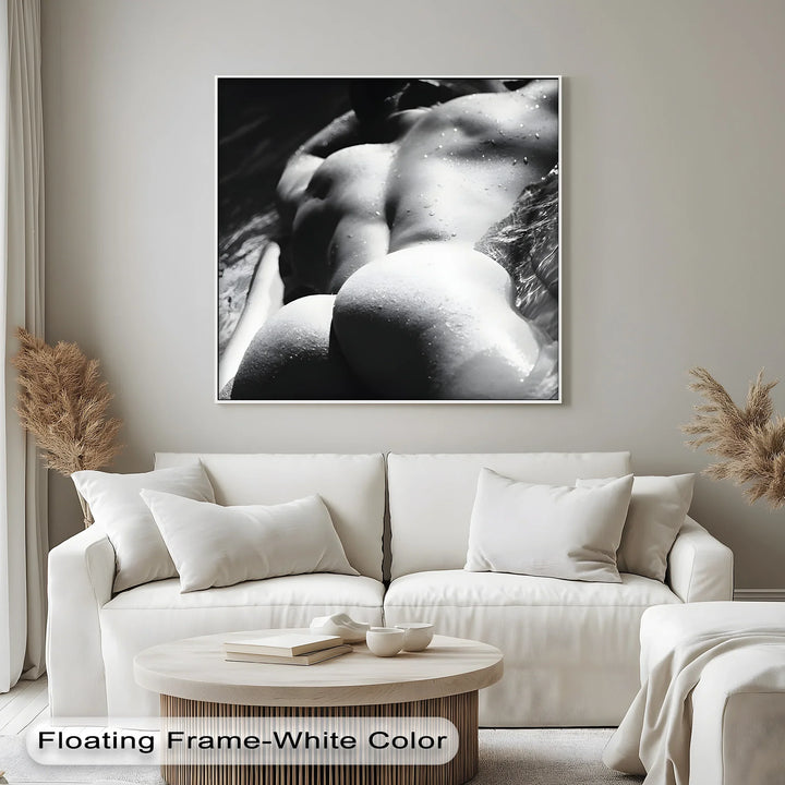 Aqua Poise – Male Form in Monochrome Motion Nude Canvas Print - MyPhotoStation