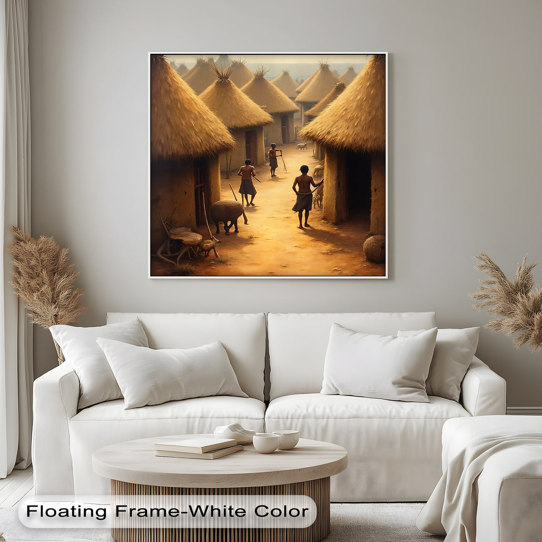 African Village Life – Traditional Tribal Canvas Wall Art | Artwork Canvas
