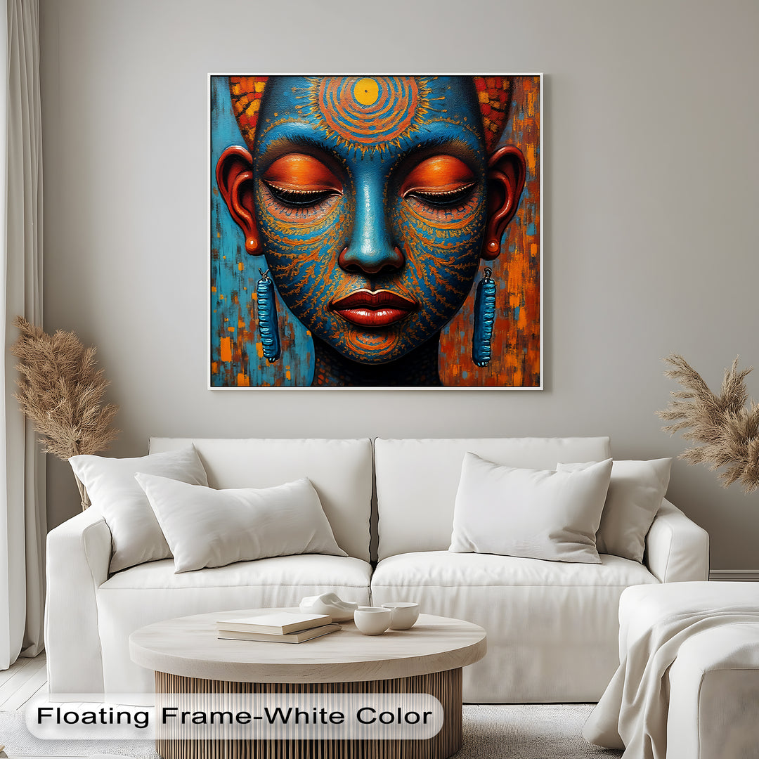 Sacred African Goddess Portrait – Tribal Ethnic Canvas Wall Art | Framed Canvas