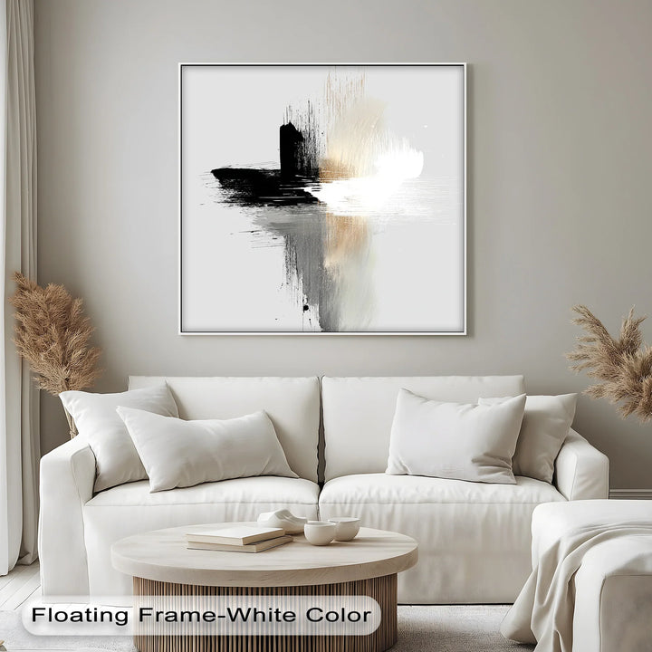 Echo of Stillness – Minimalist Black and White Brushstroke Canvas Print - MyPhotoStation